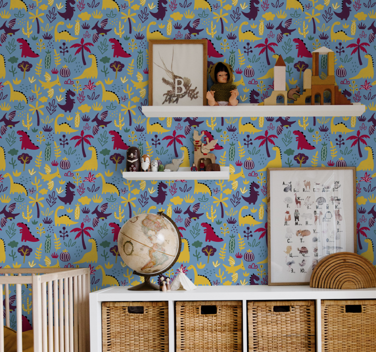 Tapeta spalnice vesel dinozavrov - TenStickers