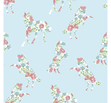Patchwork cvetlični dizajn tapeta konj - TenStickers
