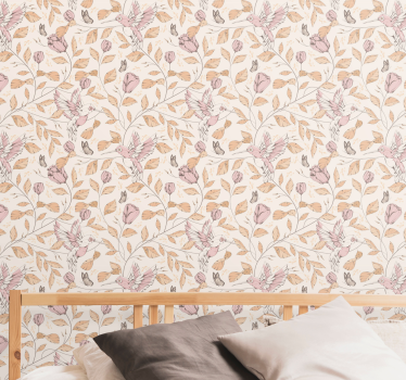 Delicate beige motif tapeta z motivom vrtnice - TenStickers