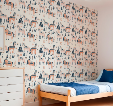 Etnični vzorec tapeta konj - TenStickers