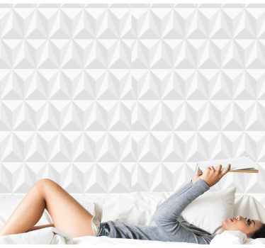 Geometrijska stena Bela tapeta - TenStickers