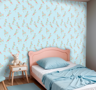 Patchwork cvetlični dizajn tapeta konj - TenStickers