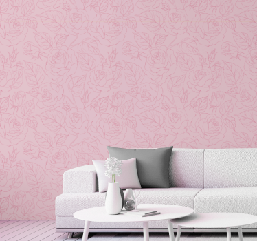 Rose pink background tapeta z motivom vrtnice - TenStickers