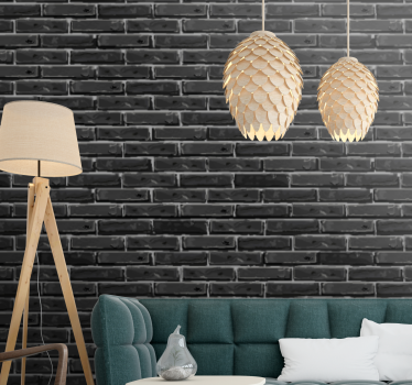 Temno sive kamnite opeke vzorec vintage tapeta - TenStickers