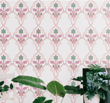 Damasco floral motif tapeta z motivom vrtnice - TenStickers
